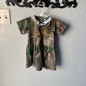 Vintage Red Head Kids Toddler Girl Camo Dress